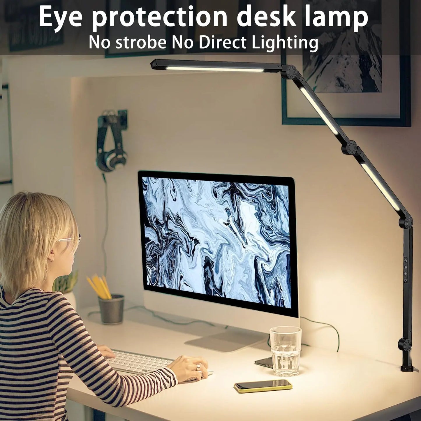 Modern LED Desk Lamp With Clamp Flexible Swing Arm