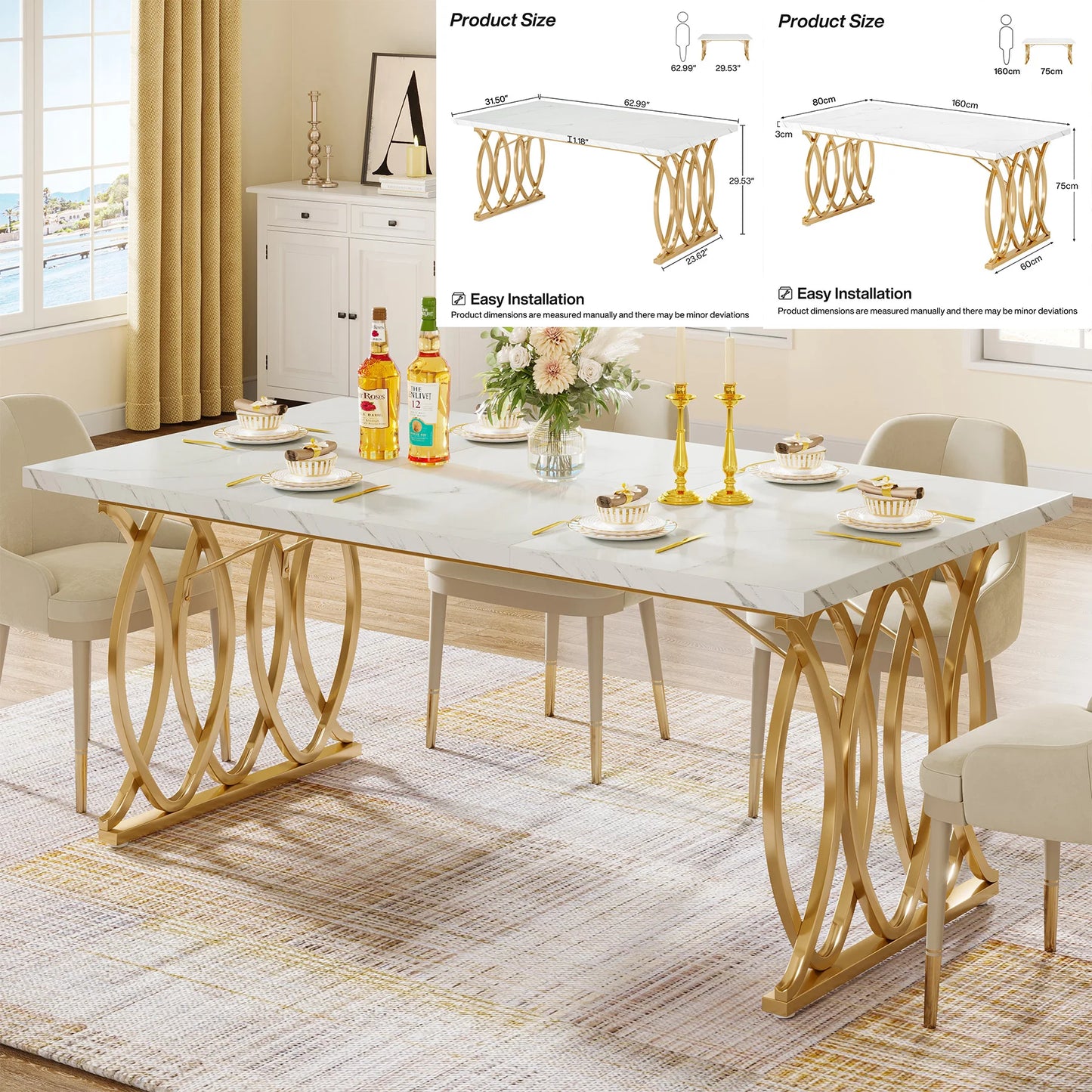 Tribesigns Dining Table For 4 To 6 With Faux Marble