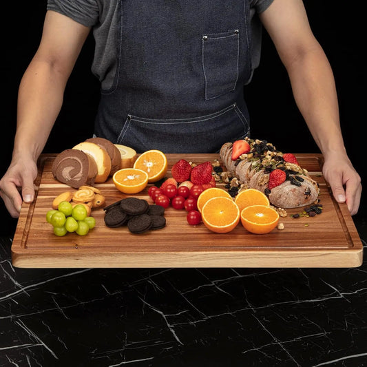 Twister.Ck Extra Large Acacia Wood Butcher Block Cutting Board With Side Handles