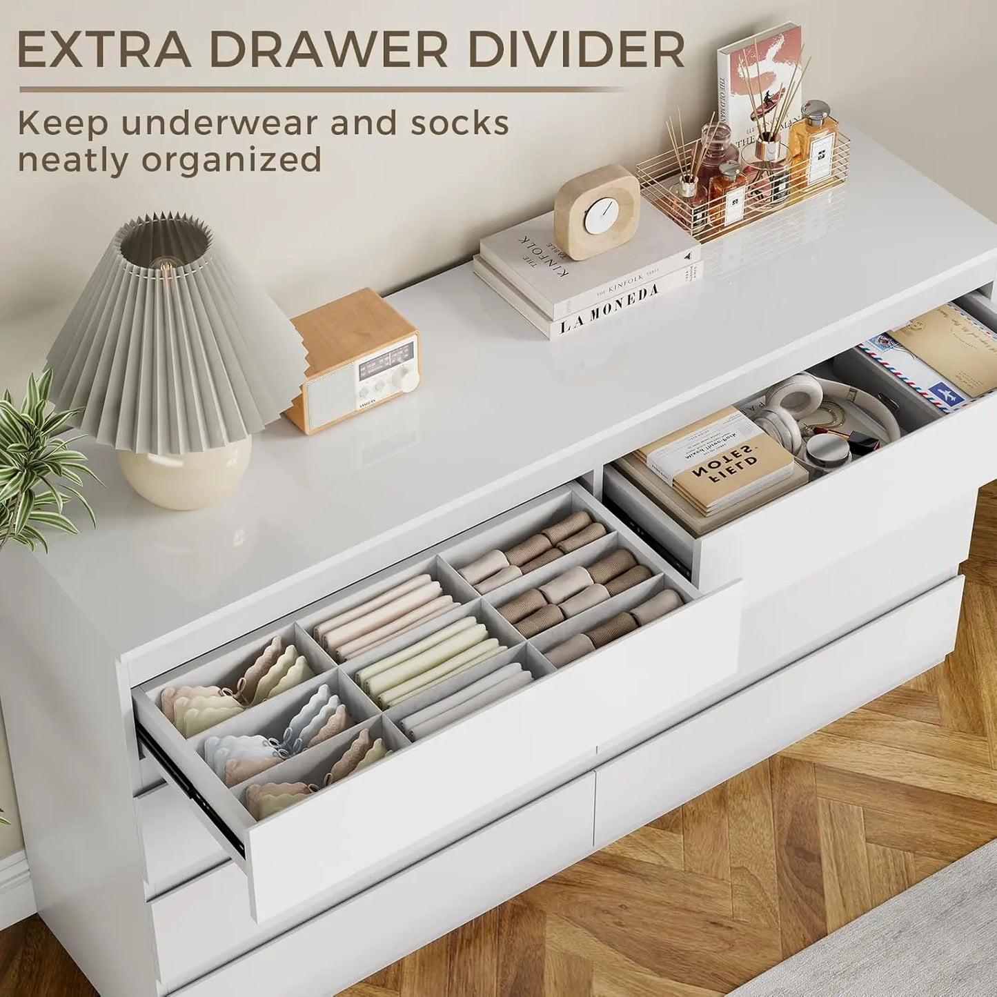 Wood Dresser With Eight Drawers Modern Lacquered Bedroom Chest