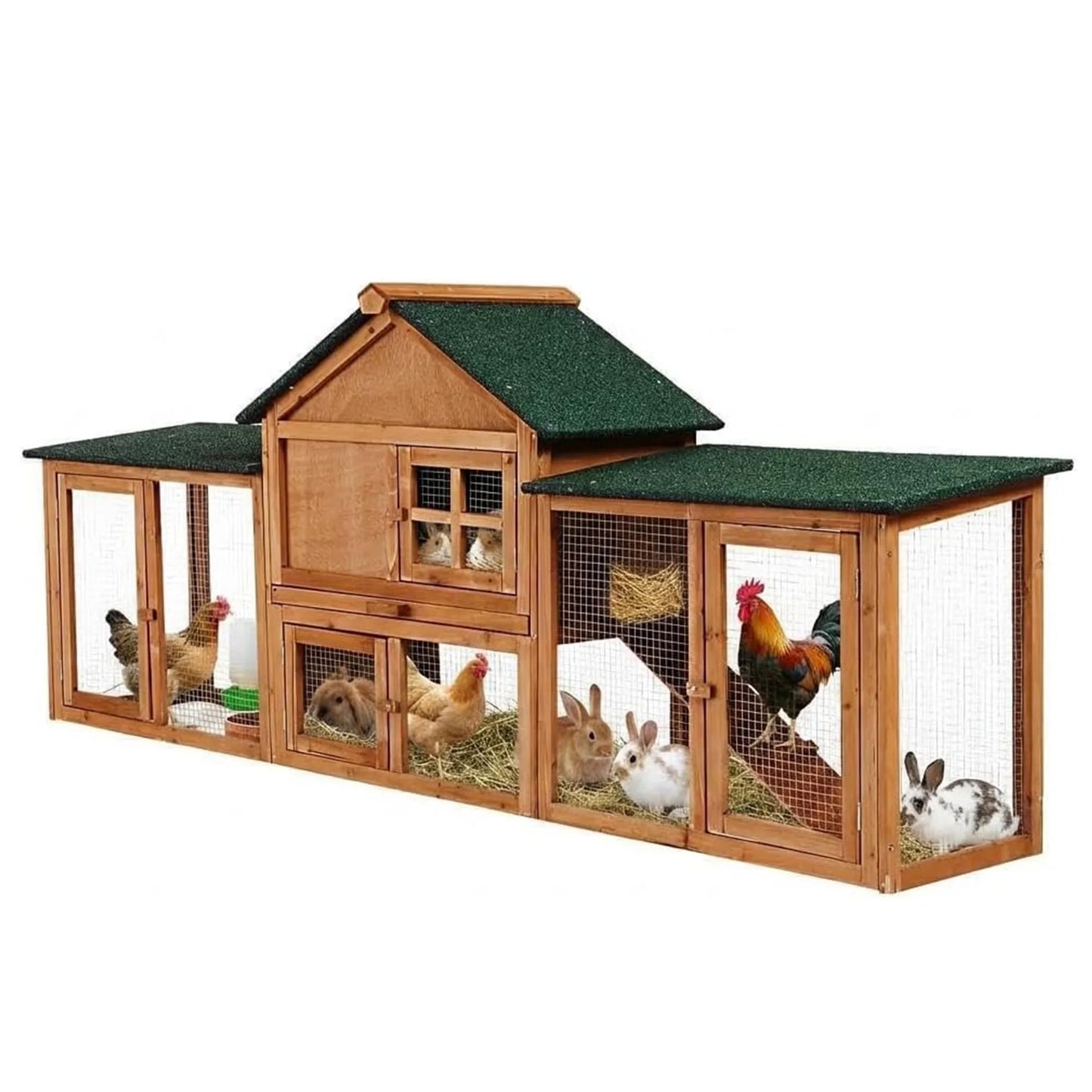 DishyKooker Two Story Wooden Bunny Hutch With Ramp And Run