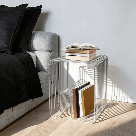 Iron T-Shaped Side Table, Modern End Table With Protective Pads
