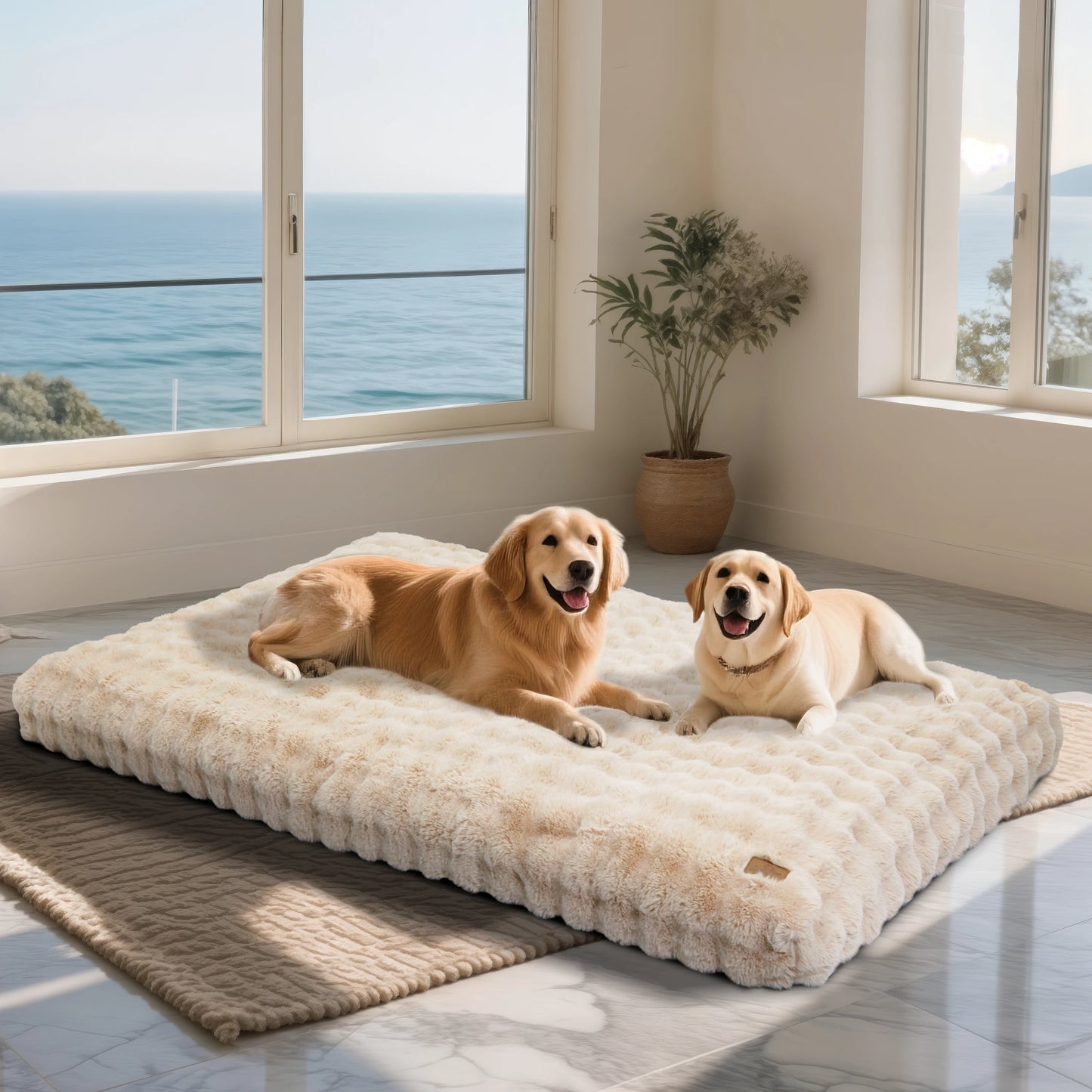 Bingopaw Plush Dog Bed With Thick Foam Base Removable Cover