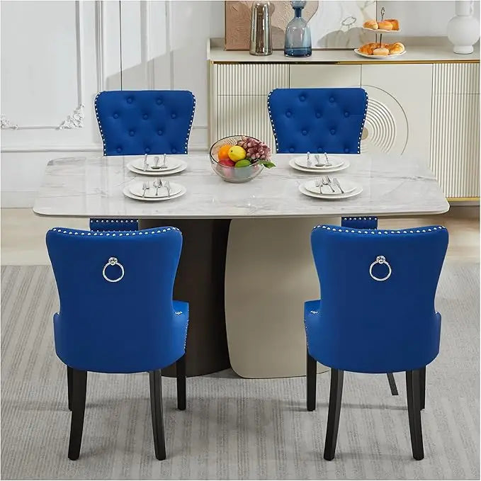 Velvet Tufted Dining Chairs With Stainless Steel Legs