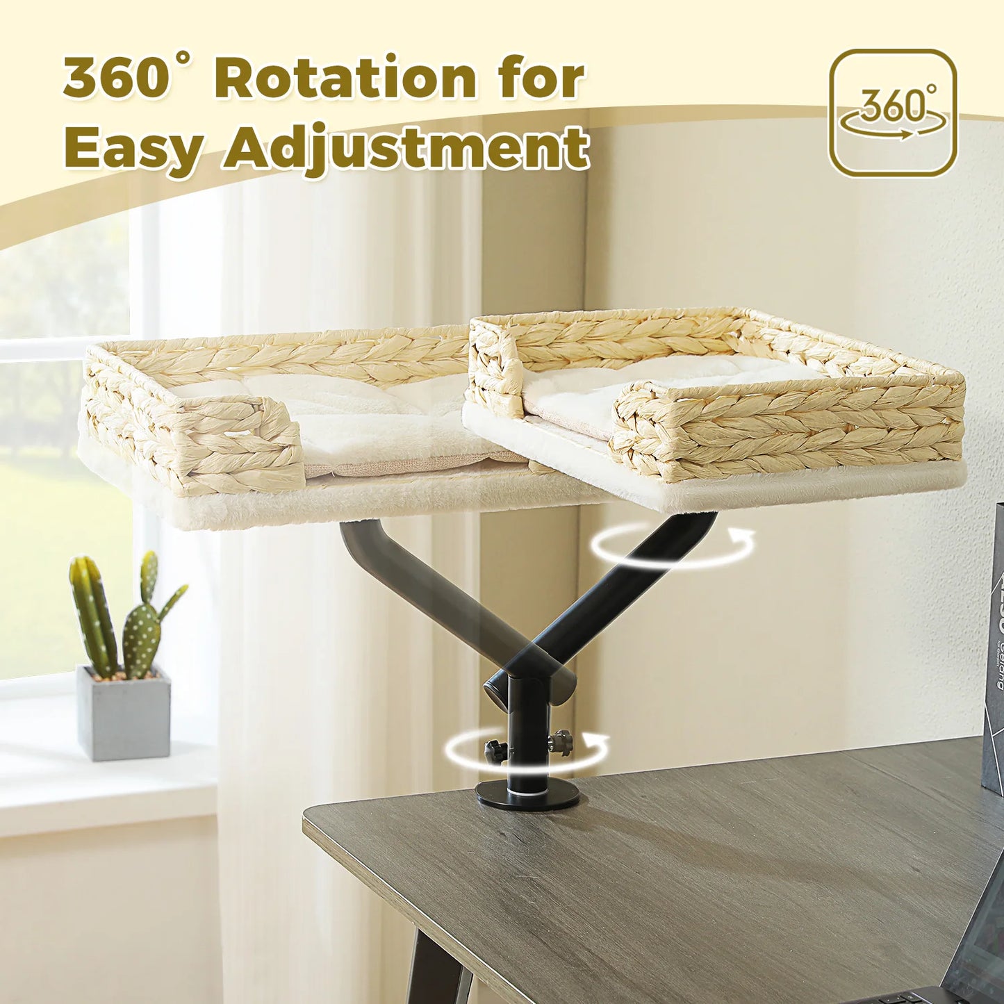 PAWZ Road Cat Desk Bed 360 Degree Rotatable Bed Stand For Indoor Cats