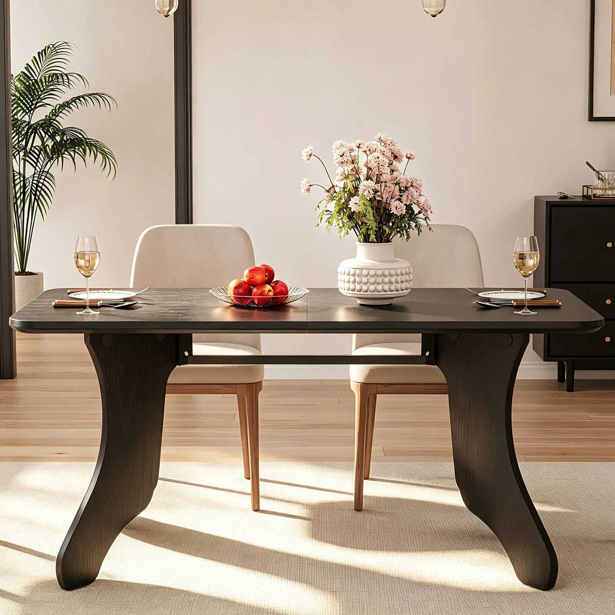 HiMISS Modern Farmhouse Dining Table With Antler Legs