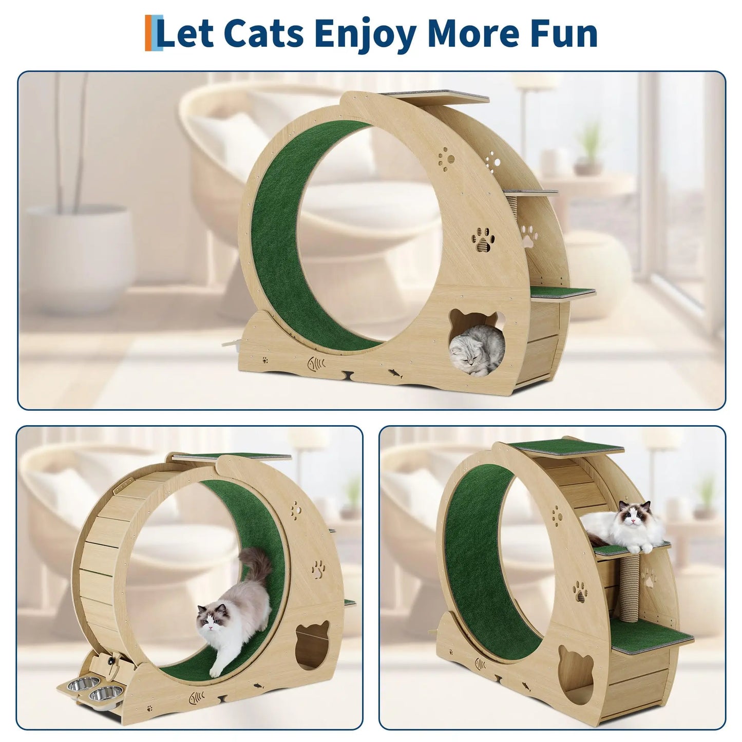 HiMISS Multifunctional Cat Exercise Wheel Scratch Post