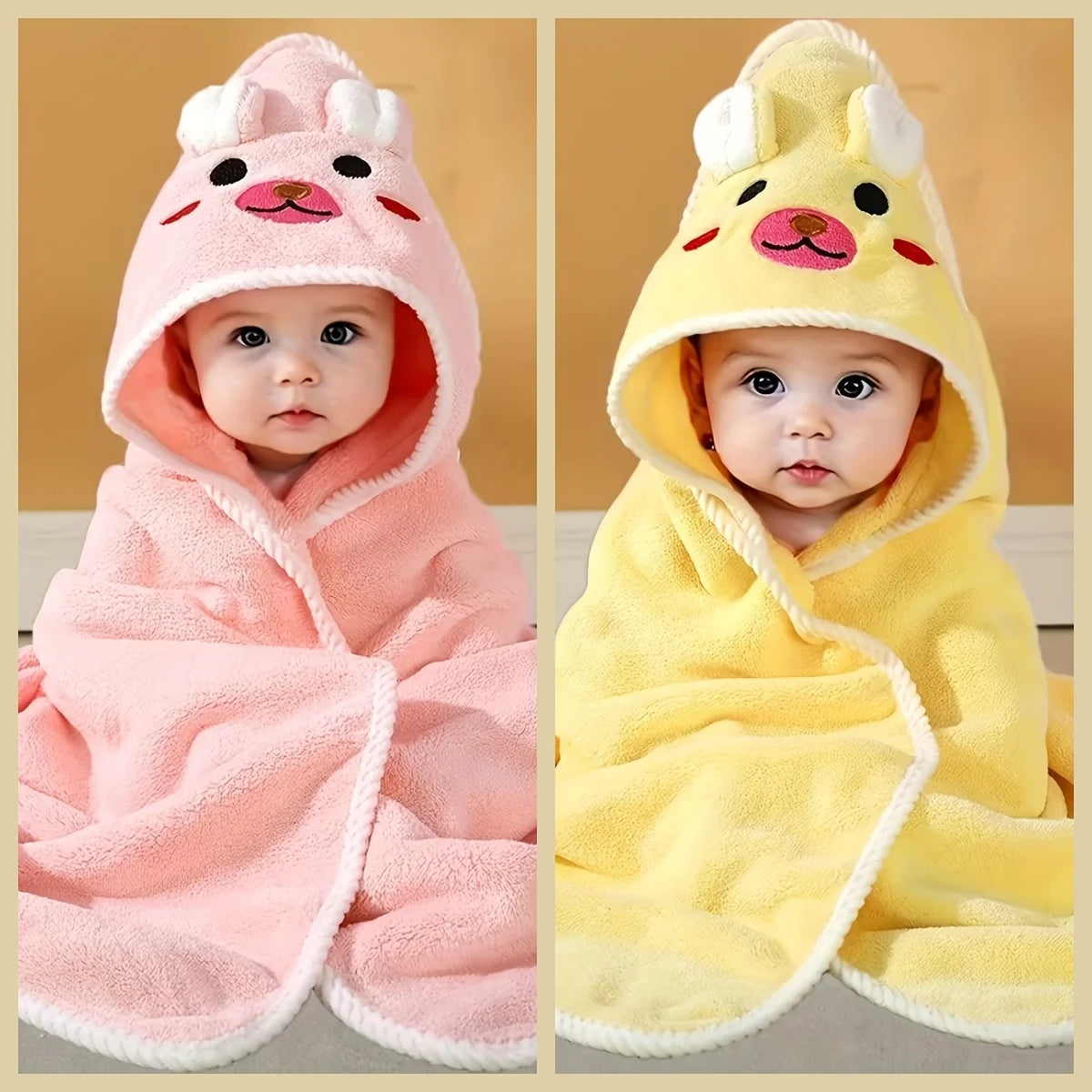 Baby Hooded Bathrobe Ultra Soft Absorbent Cartoon Towel