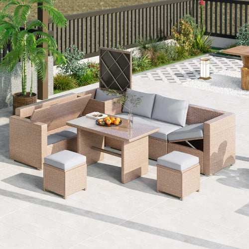 Outdoor All Weather Pe Rattan Sectional Patio Sofa Set