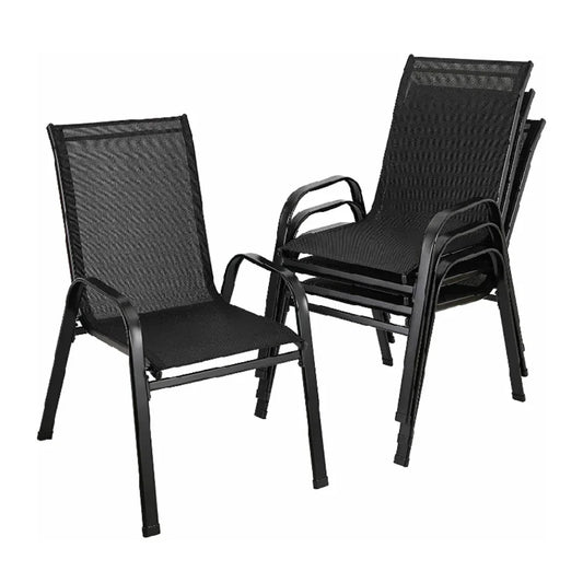 AuAg 4Piece Garden Chairs Set Iron and Teslin Fabric Outdoor Balcony Seating