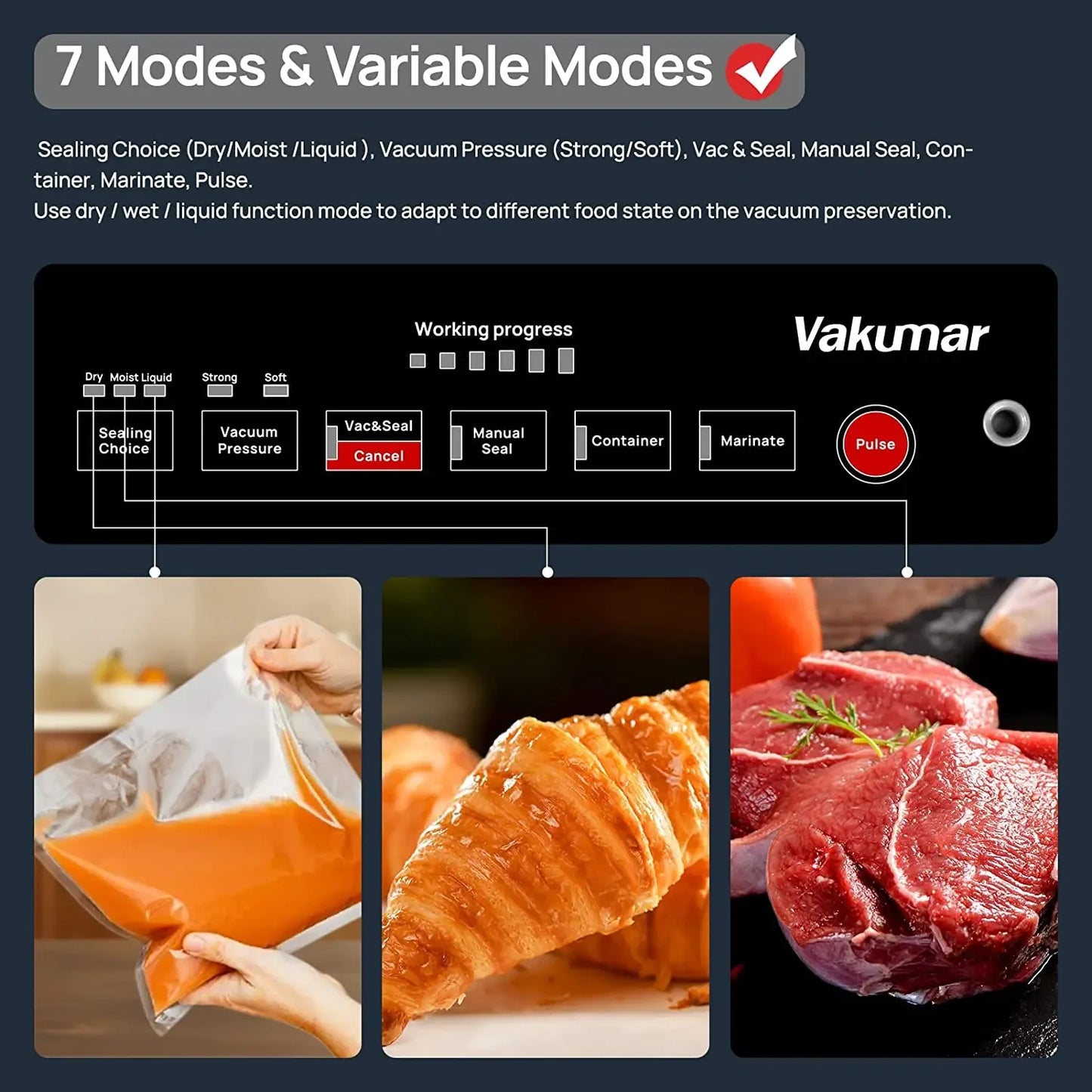 Vakumar VH5186 Vacuum Sealer Machine Includes 2 Vacuum Bag Rolls