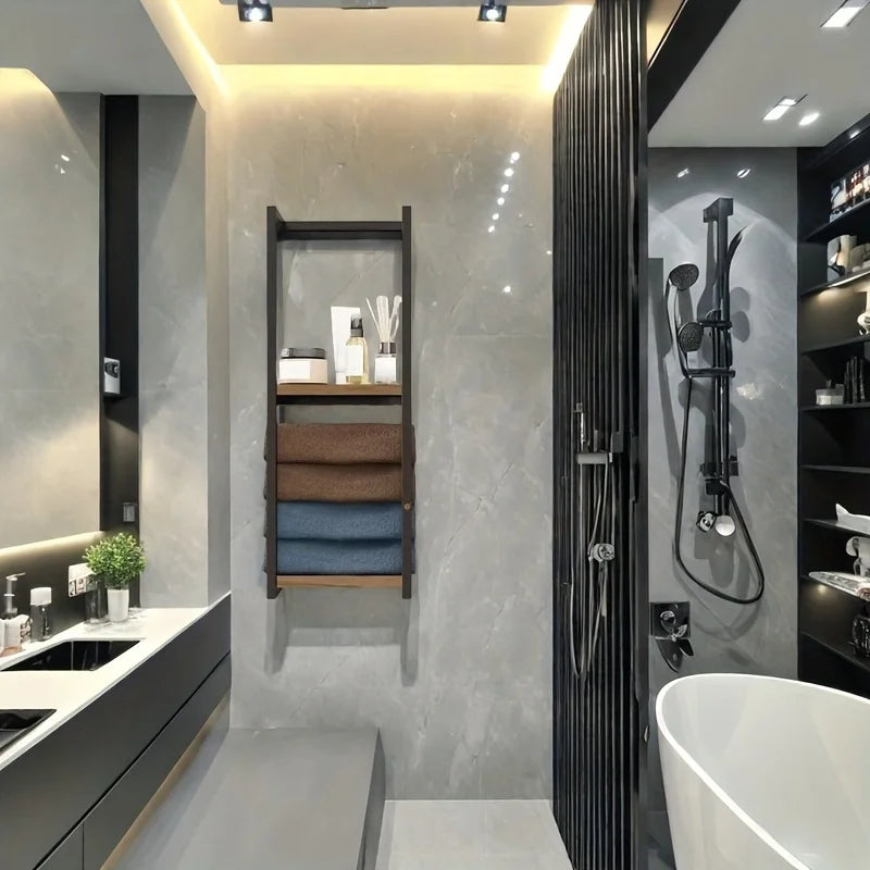Two-Tier Carbon Steel Wall-Mounted Towel Rack