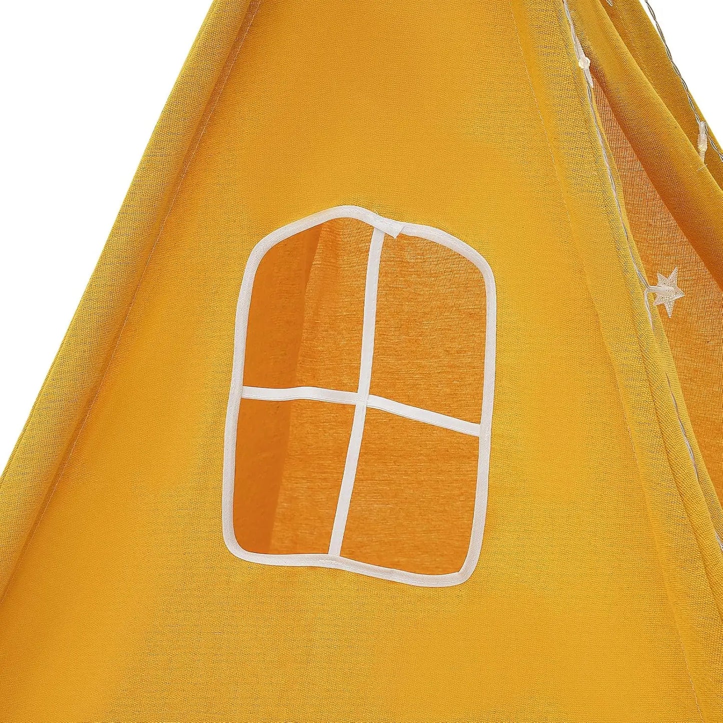 Foldable Cotton Kids Teepee Tent With Floor Mat And Lights