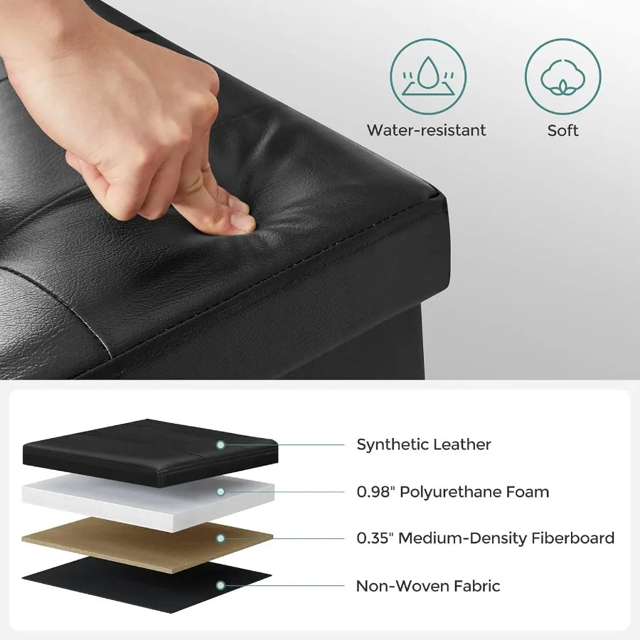 XIUWO Padded Storage Ottoman Bench With Flip Lid Design