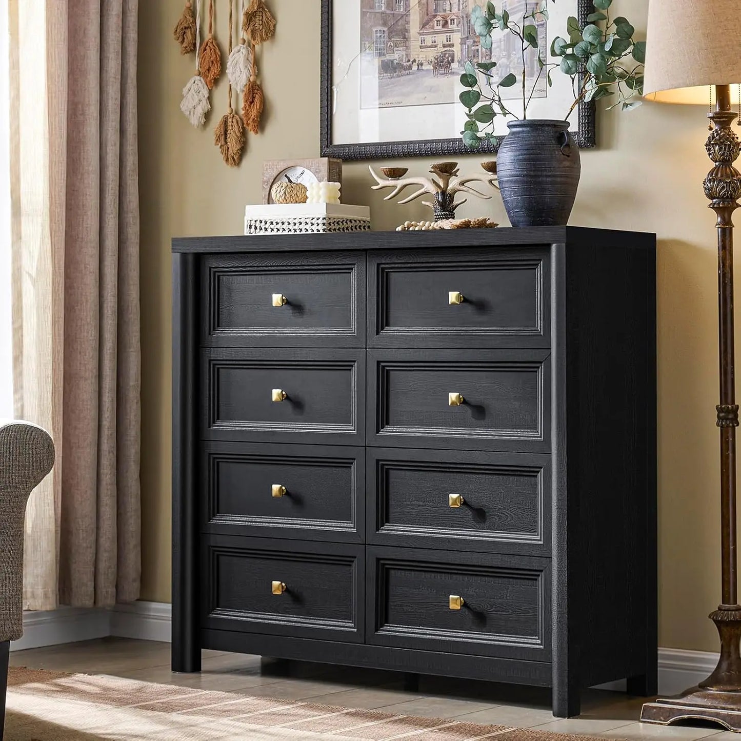 Farmhouse Six-Drawer Dresser For Bedroom Solid Wood