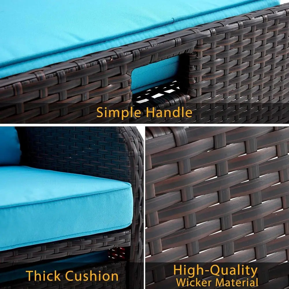 Outdoor Patio Furniture Set With Rattan Chairs And Tempered Glass