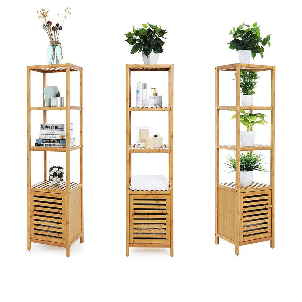 Bamboo Bathroom Storage Cabinet Freestanding Floor Corner Rack