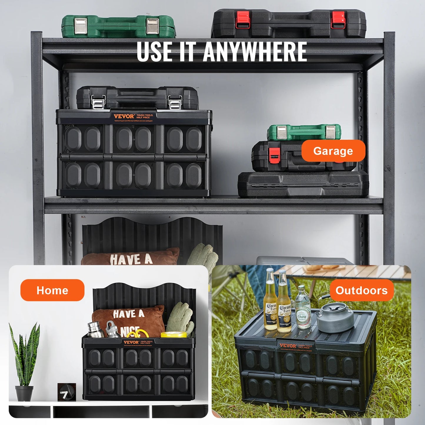 Foldable Stackable Storage Bins With Lids For Home Organization