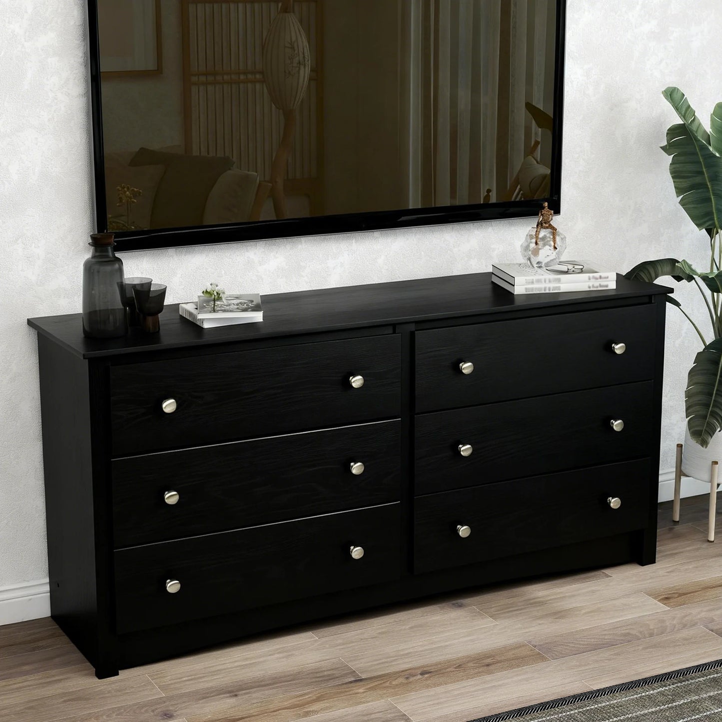 JHK Wood Dresser Cabinet Six Drawers Living Room Storage