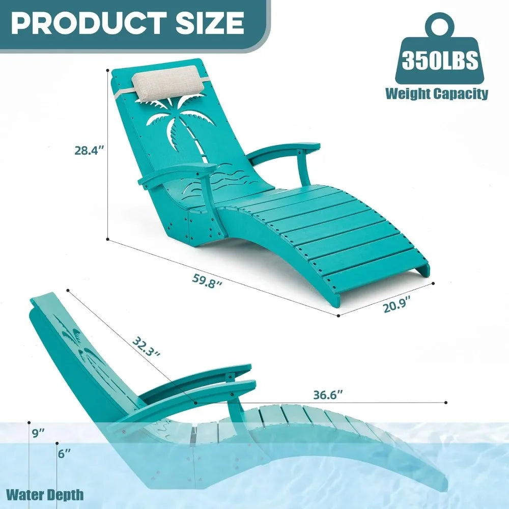 Pool Lounge Chairs Set Of 2 With Armrests Ergonomic Loungers
