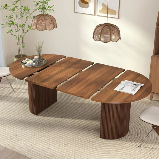 Extendable Round Dining Table Modern Farmhouse Style Customized
