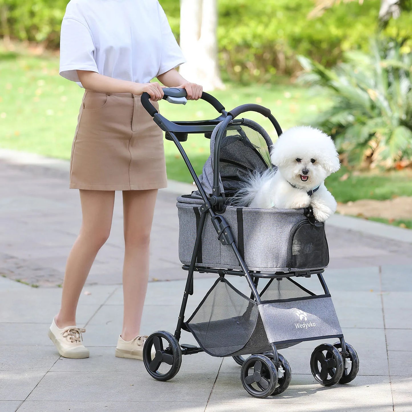 Folding Three In One Pet Stroller With Removable Carrier
