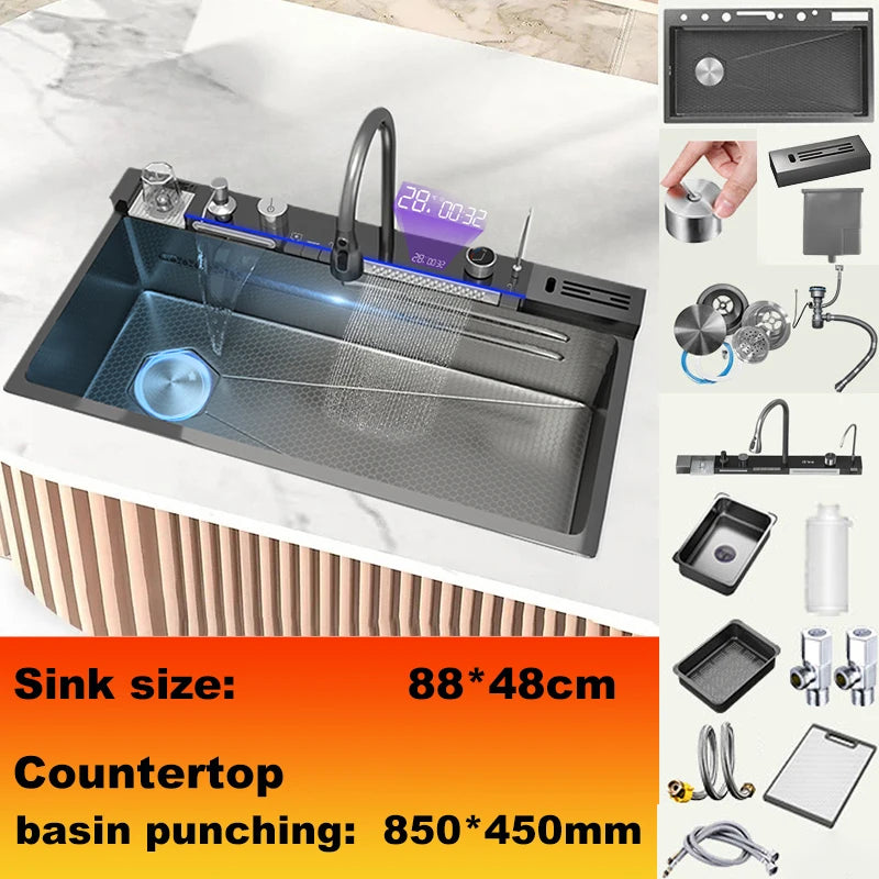 Telisiya Stainless Steel Kitchen Faucet With Digital Display