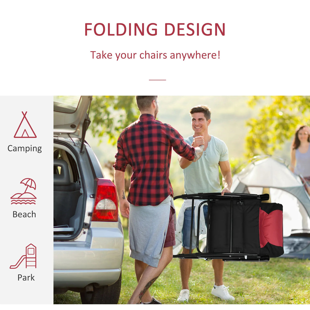 Outsunny Folding Rocking Camping Chairs Portable Outdoor Rockers