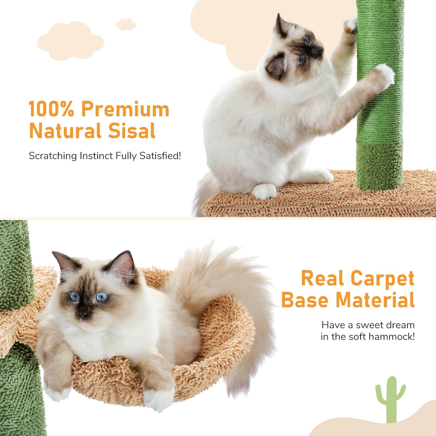 PAWZ Road Indoor Cat Tree Tower With Scratching Post Hammock