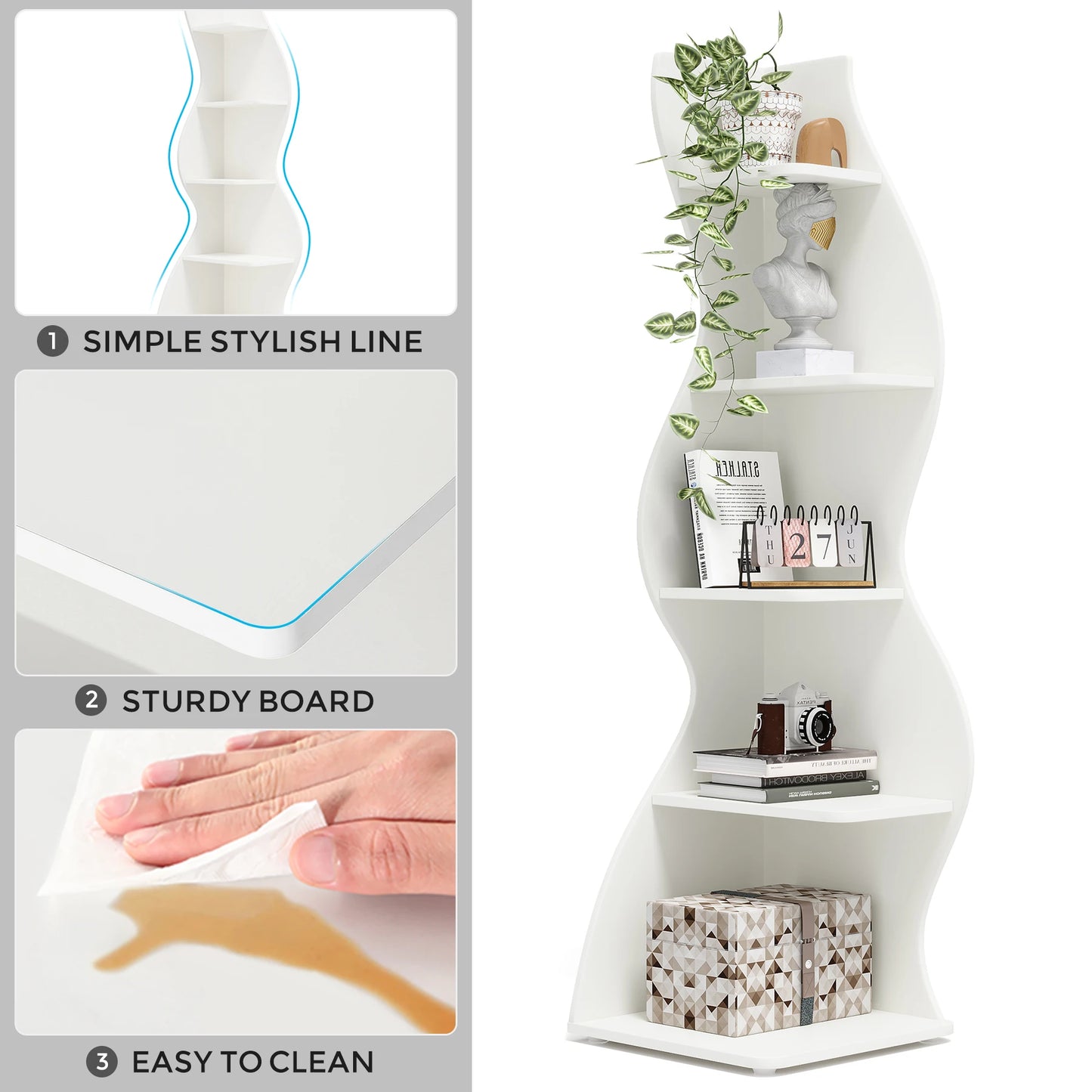 Tribesigns 5 Tier Corner Shelf Bookcase Storage Rack Plant Stand