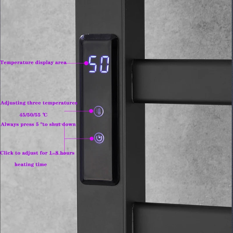 Stainless Steel Electric Heating Towel Rack With Digital Display