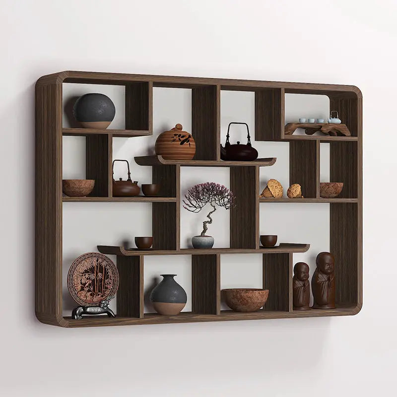 Solid Wood Wall-Mounted Shelves for Living Room and Dining