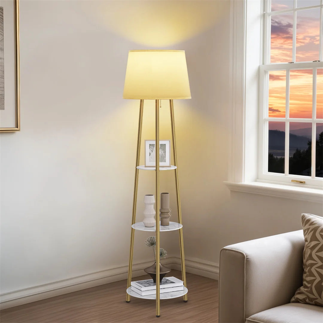 Vrygle Modern Tripod Floor Lamp With Adjustable Dimmable LED Shelves