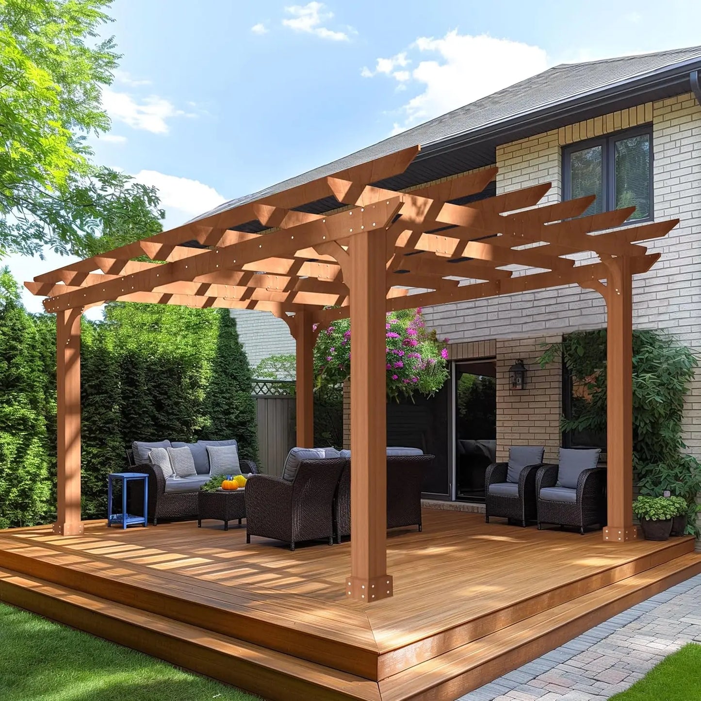 Cedar Wooden Pergola Kit Outdoor Arbors And Shade Structure