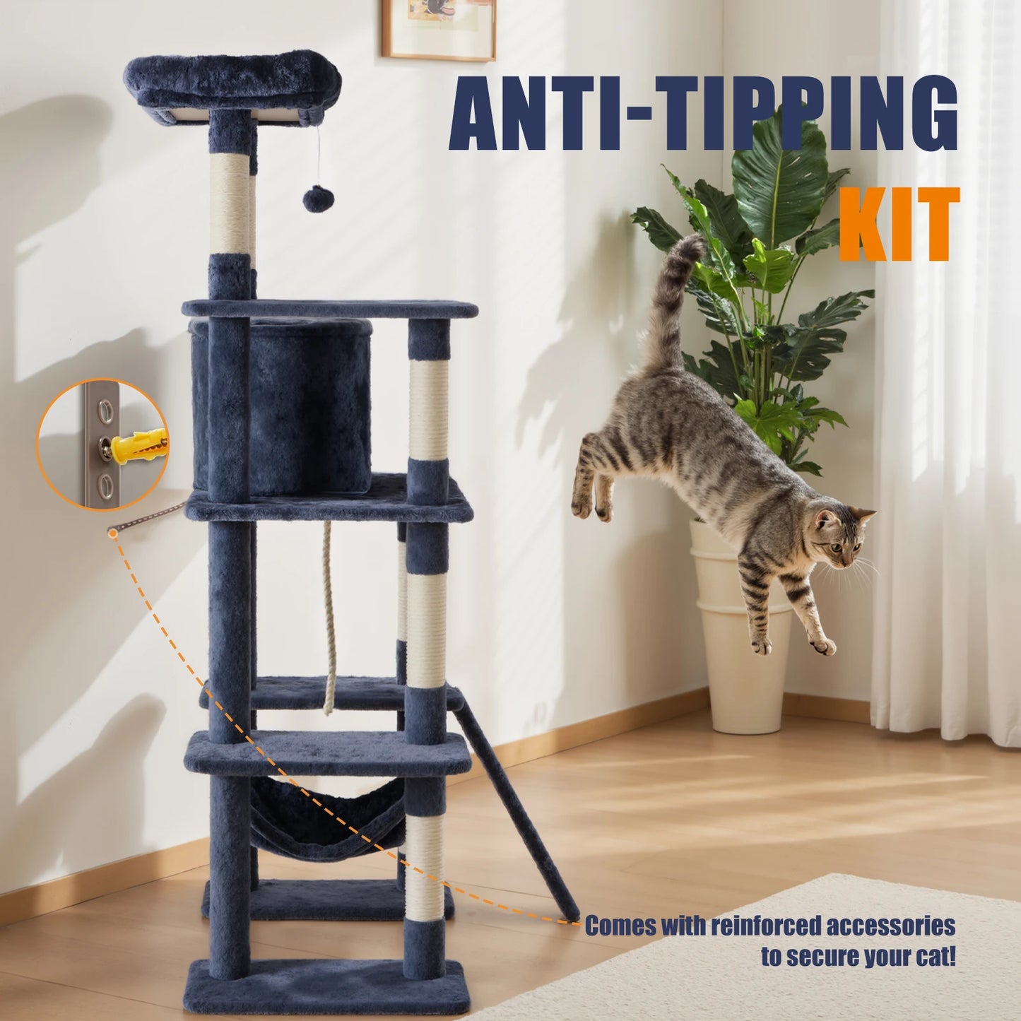 MCQ Sisal Cat Climbing Tower With Multi Level Scratching Posts