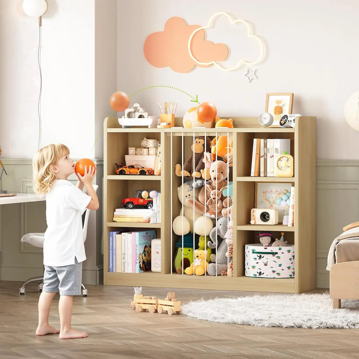 ONBRILL Kids Toy Organizer Shelf With Rounded Corners