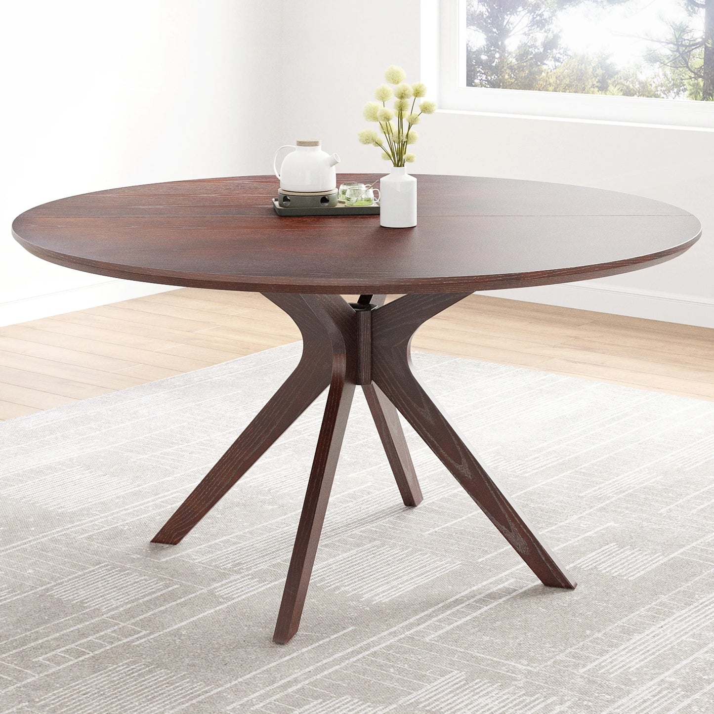 Farini Round Natural Wood Dining Table For Four Persons