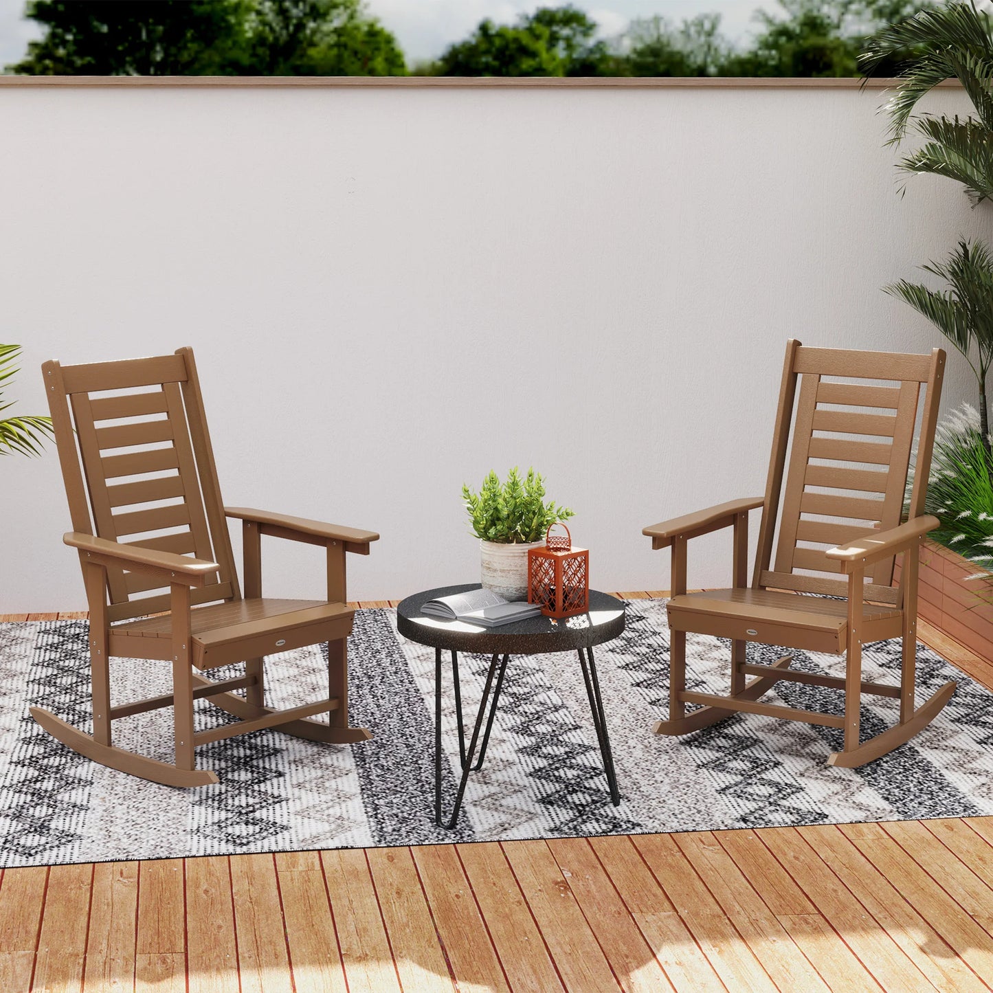 Outsunny High Back Outdoor Patio Rocking Chairs Set