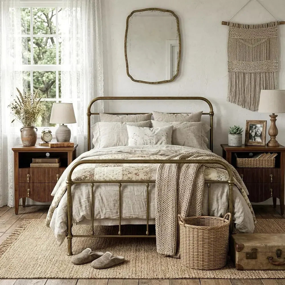 Set Of 2 Rustic Nightstands With Charging Station And Outlet