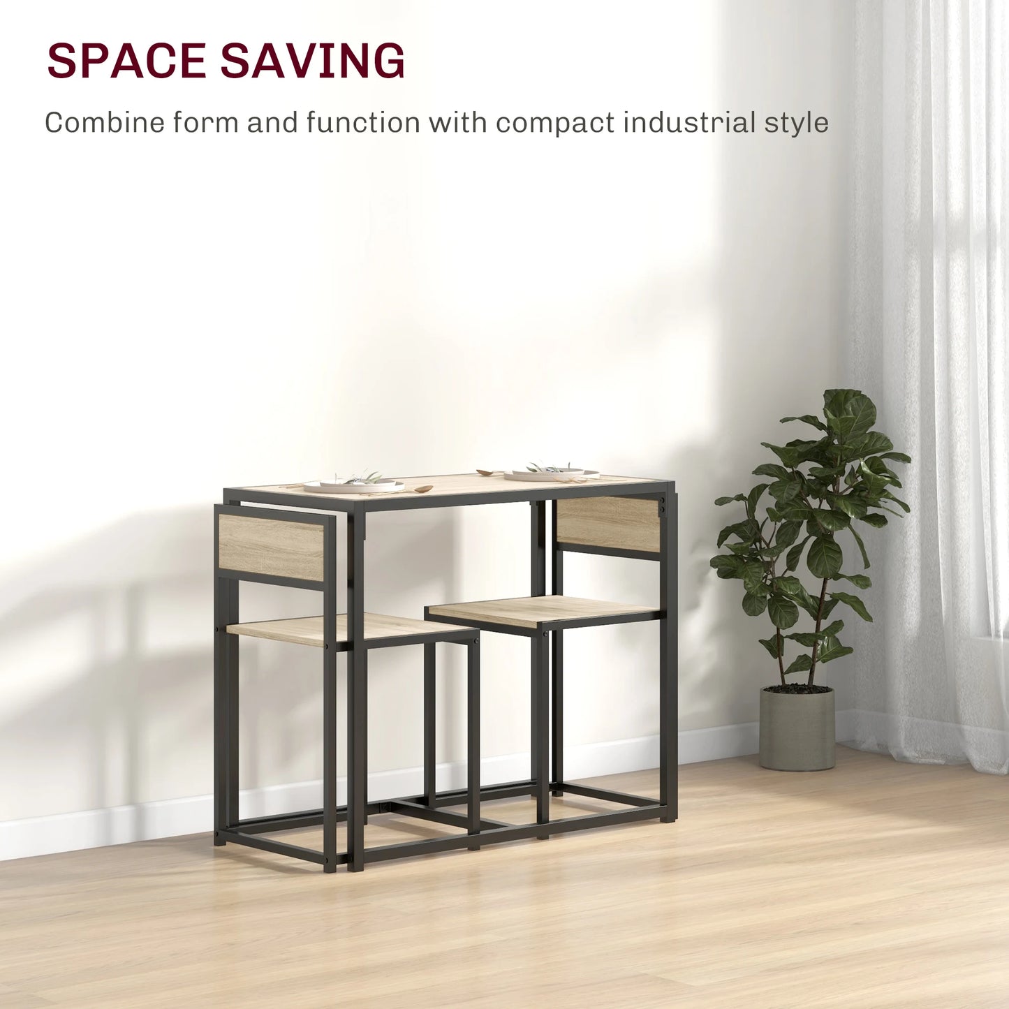 HOMCOM Compact Modern Dining Table Set For Small Spaces