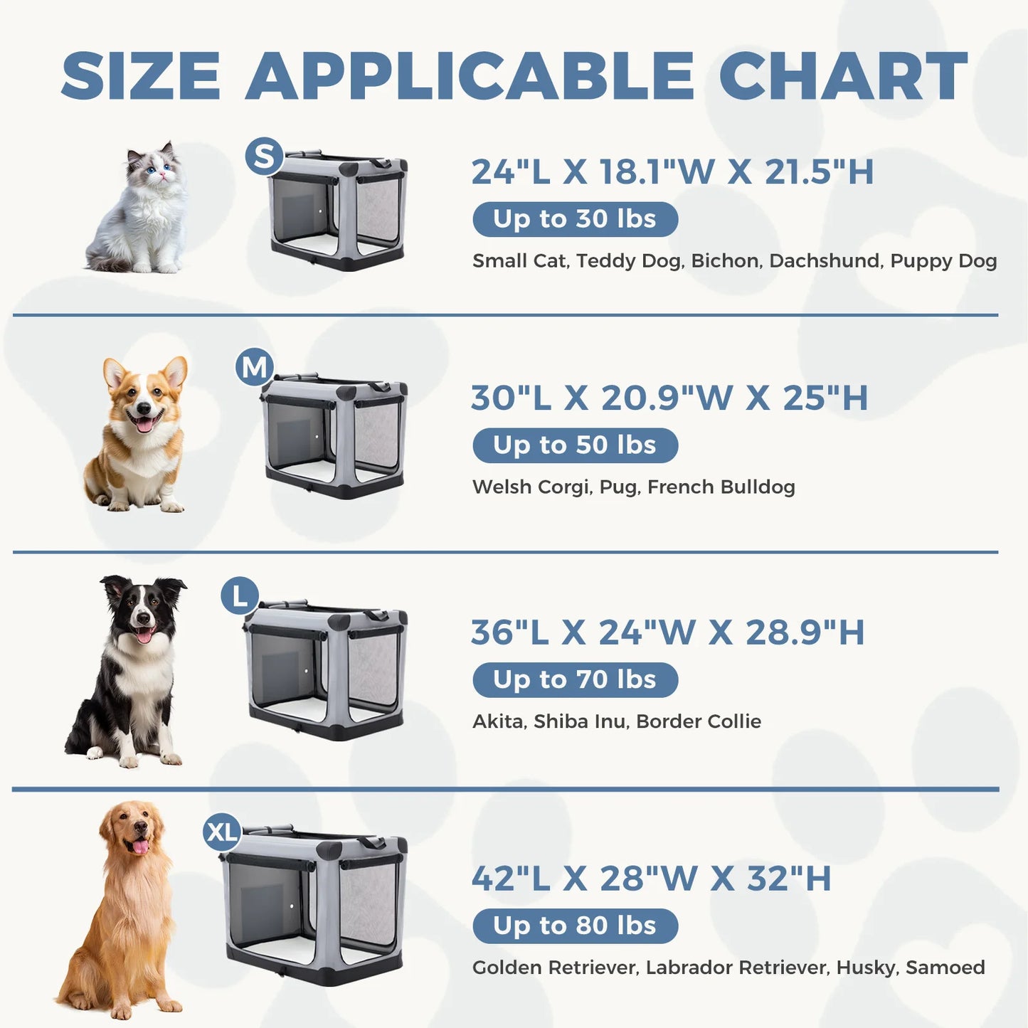 JHK 600D Oxford Fabric Foldable Dog Crate Portable Kennel Indoor