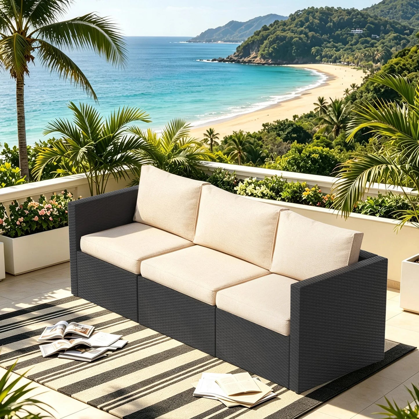 Avenvista Outdoor PE Rattan Patio Furniture Set Sofa
