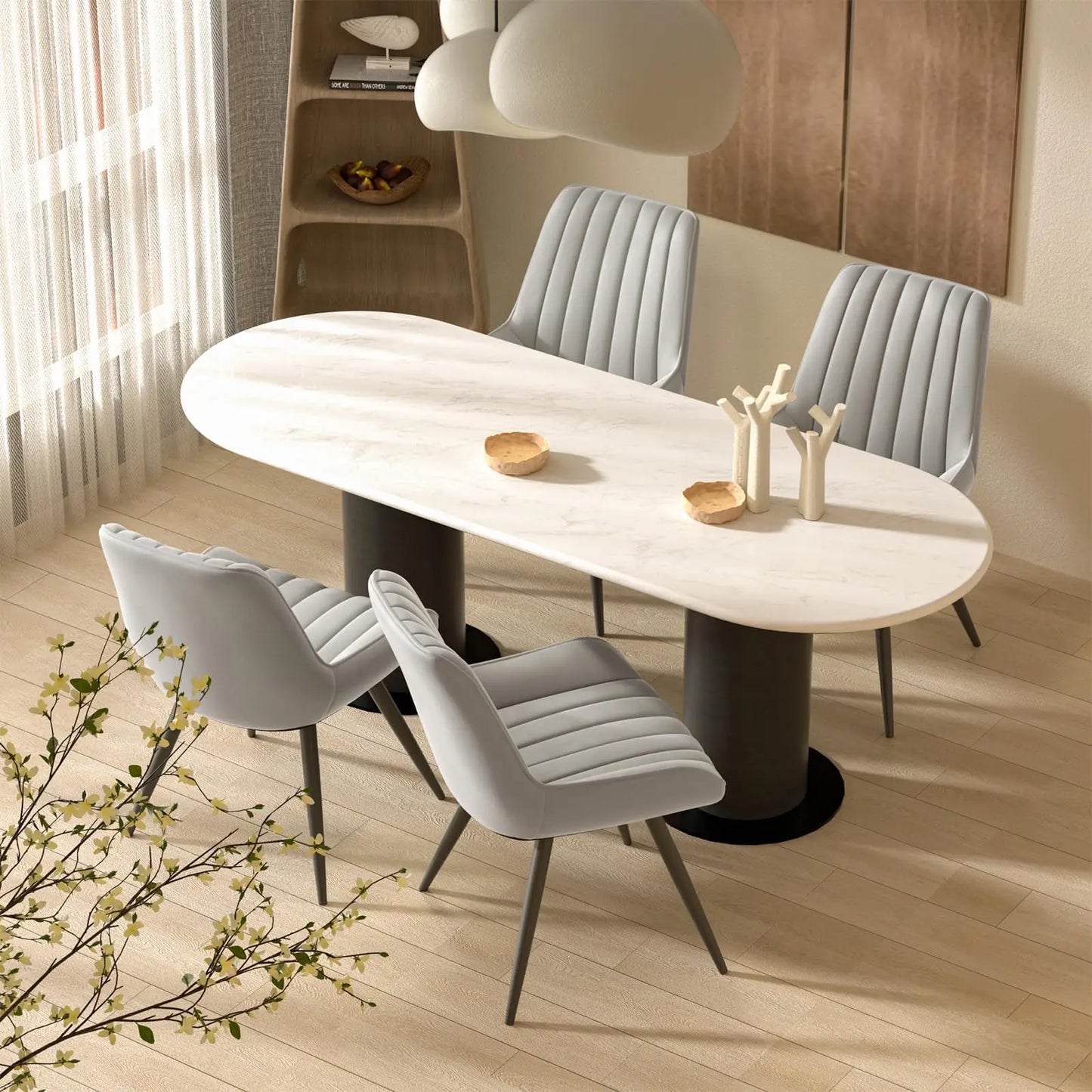Nalupatio Modern Dining Chairs Set Of 6 Upholstered Fabric