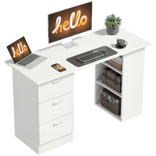 HOMCOM Computer Desk With Drawers And Shelves For Home Office