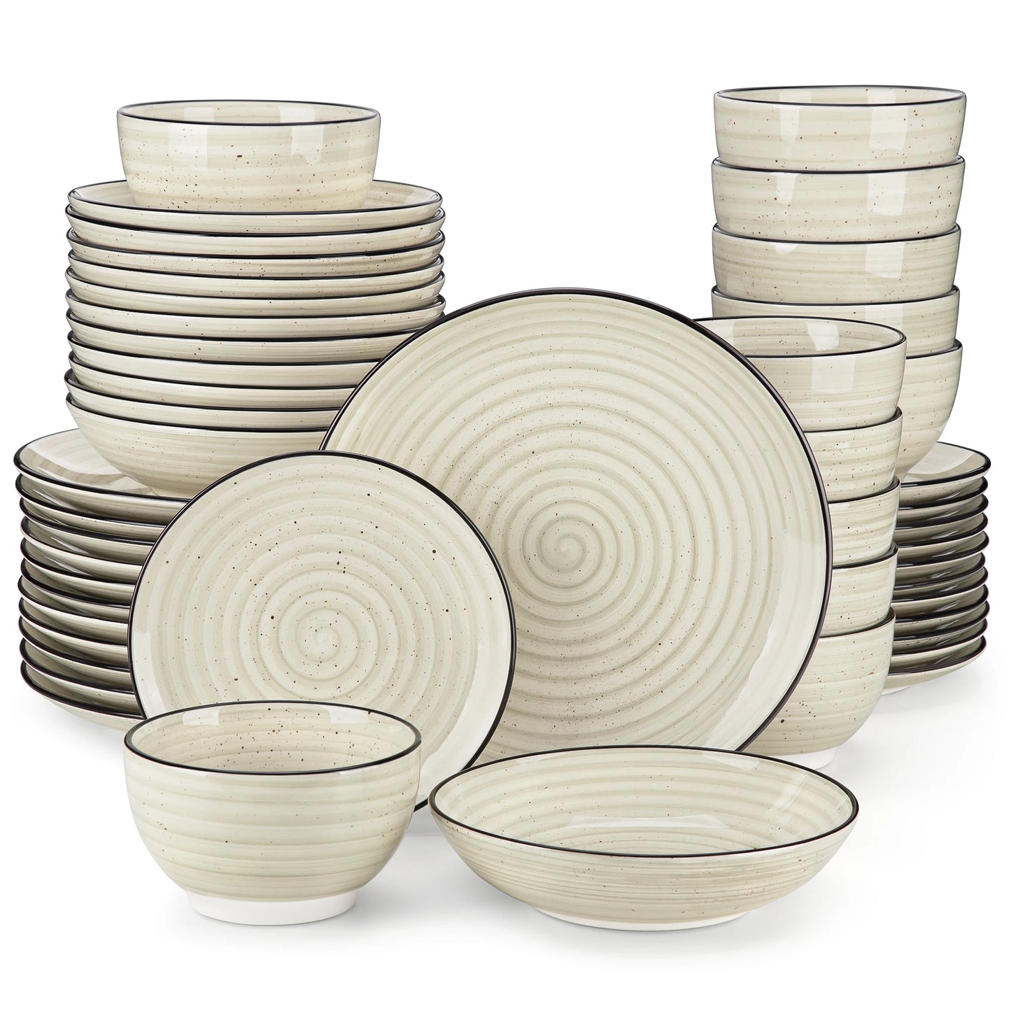 Malacasa Hand Painted Spiral Ceramic Dinnerware Set