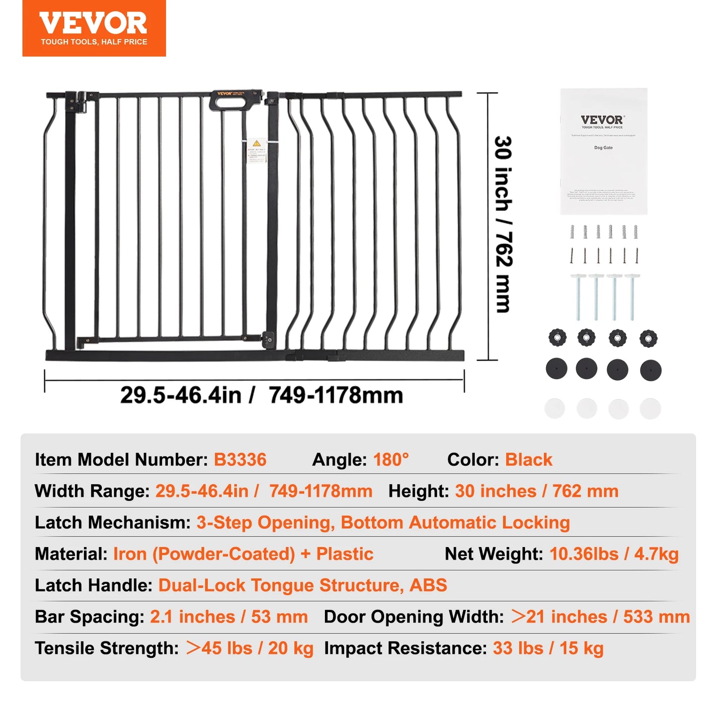 SucceBuy Walk Through Pressure Mount Baby Pet Safety Gate