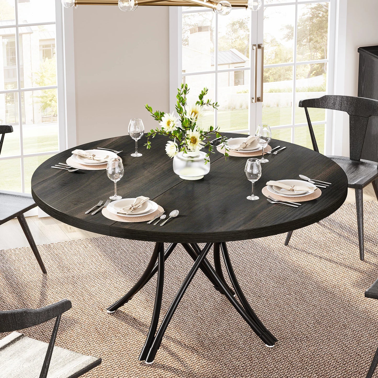 Tribesigns Round Wood Dining Table For Modern Farmhouse Kitchens