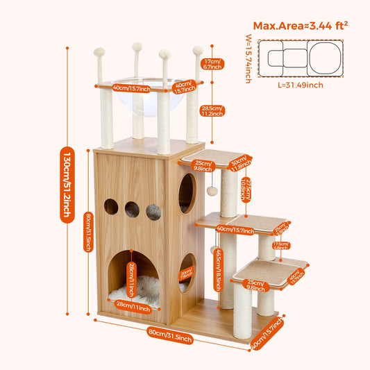 PAWZ Ro Premium Multi Level Cat Tree With Scratching Posts