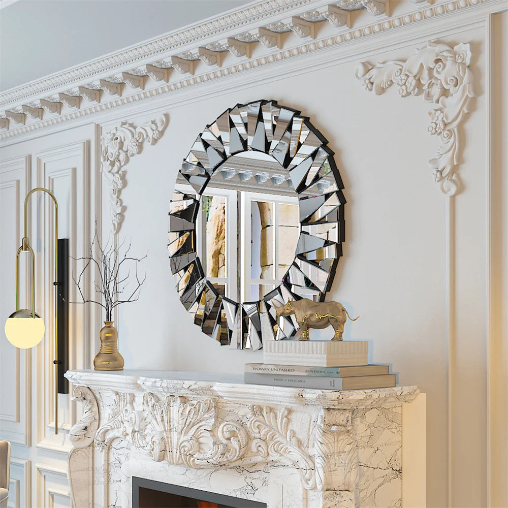 LUVODI Starburst Round Wall Mirror Decorative Accent For Living Room