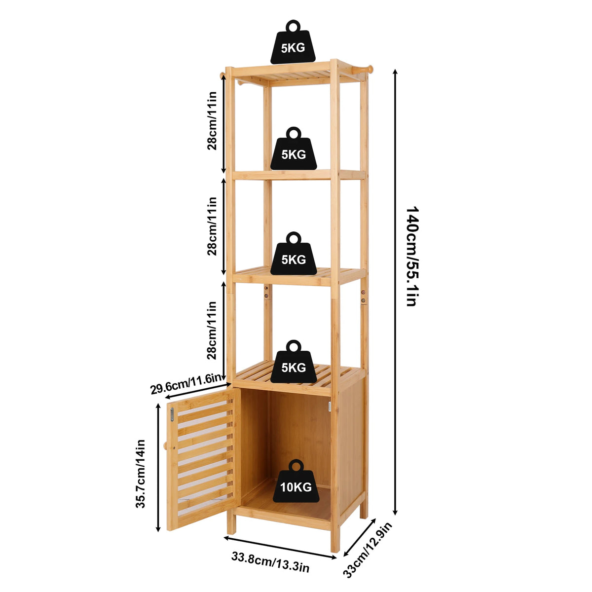 Bamboo Bathroom Storage Cabinet Freestanding Floor Corner Rack